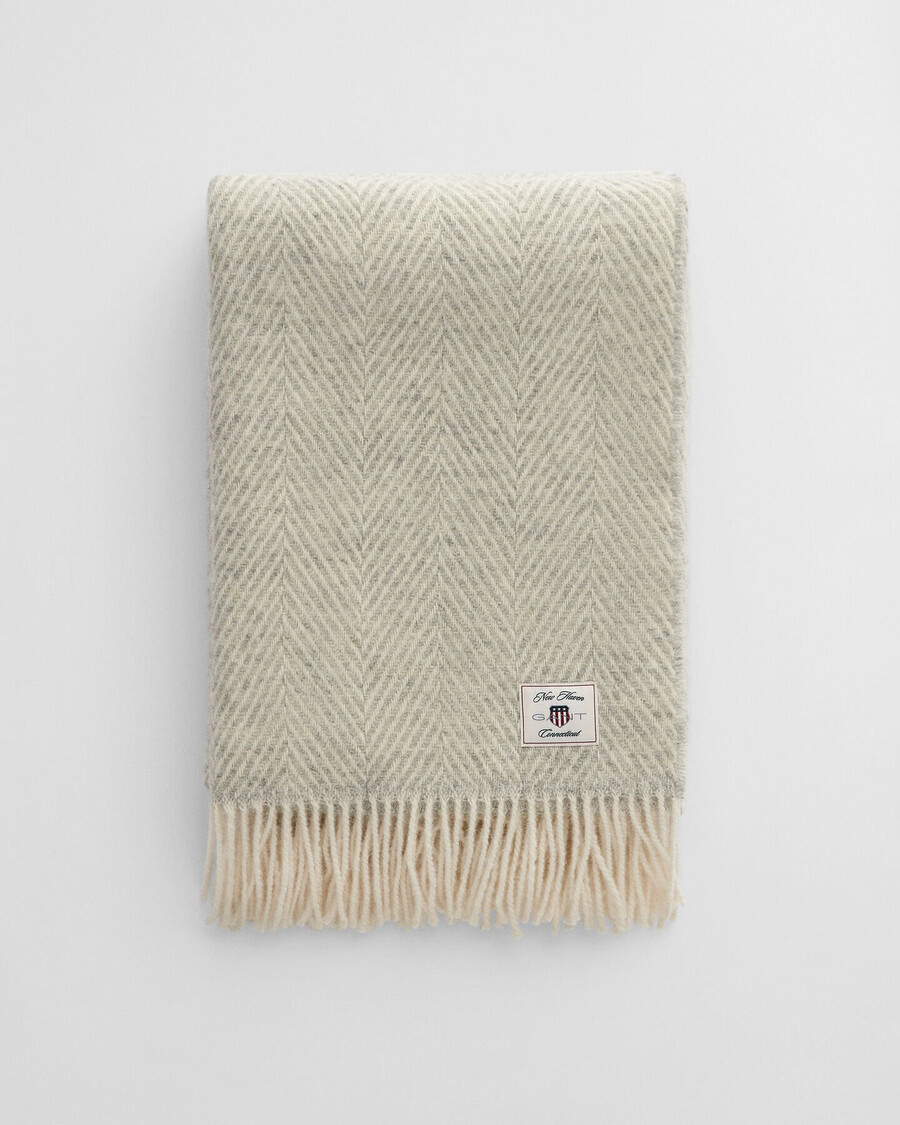 herringbone wool throw - light grey