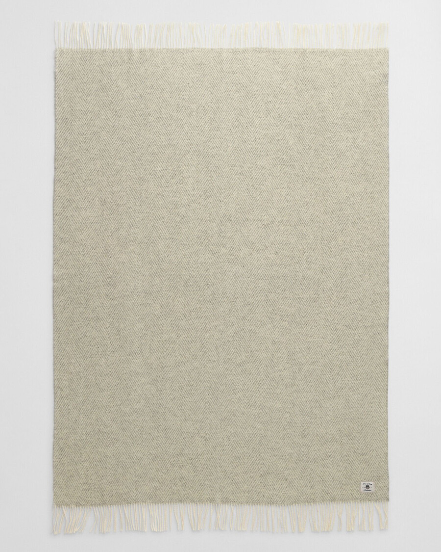 herringbone wool throw - light grey