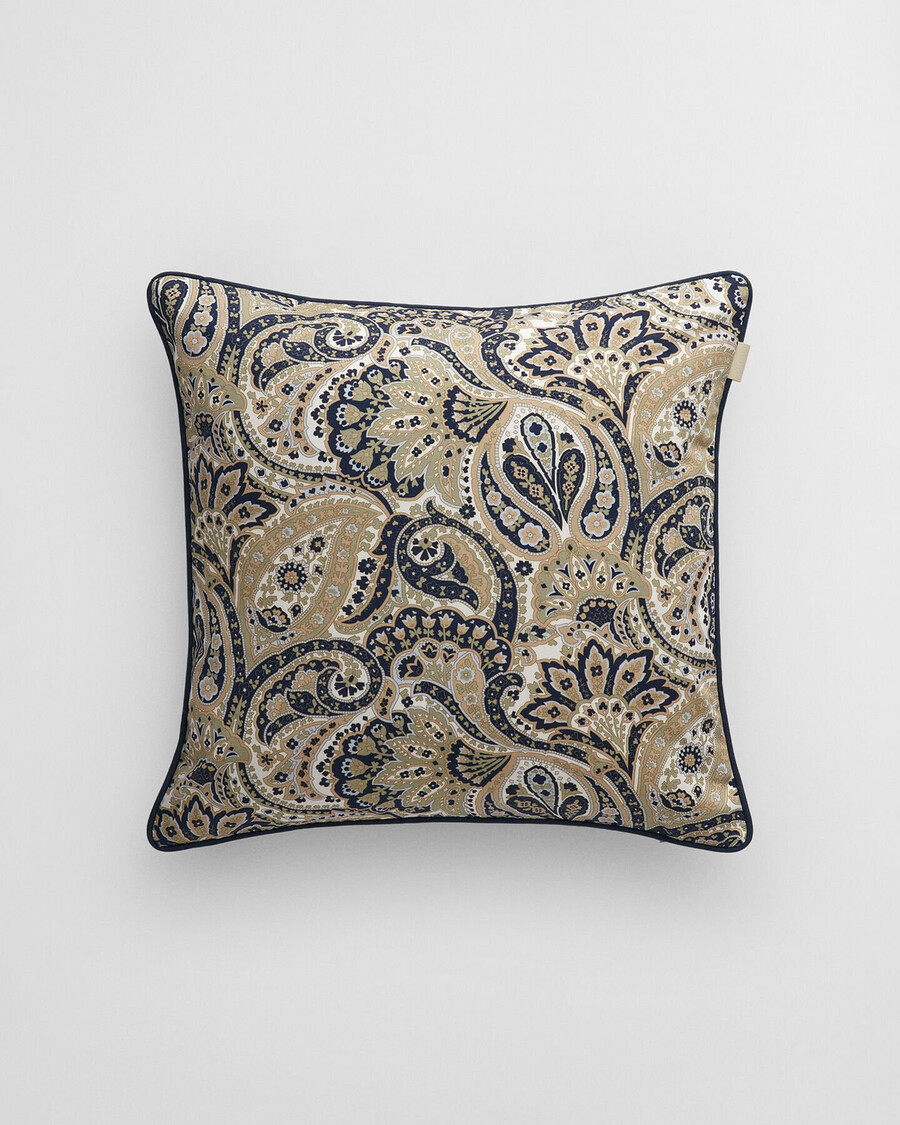 sateen paisley print cushion - marine