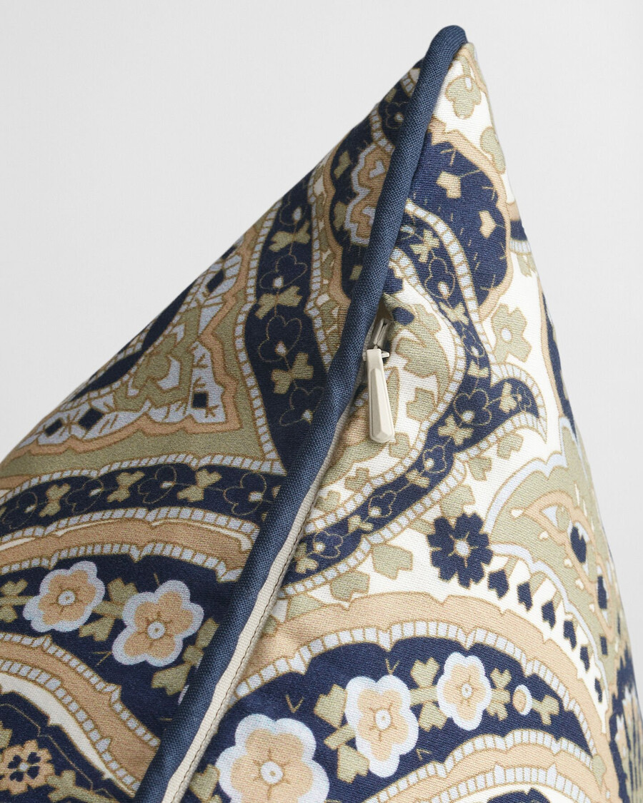 sateen paisley print cushion - marine