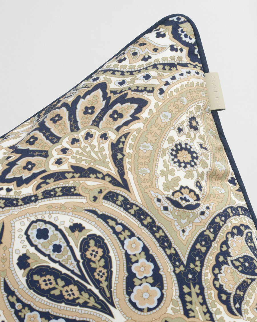 sateen paisley print cushion - marine