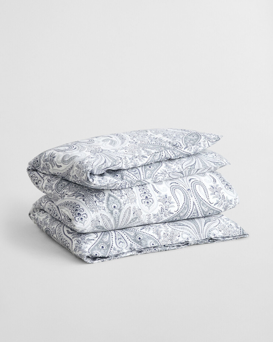 key west paisley double duvet - heather grey