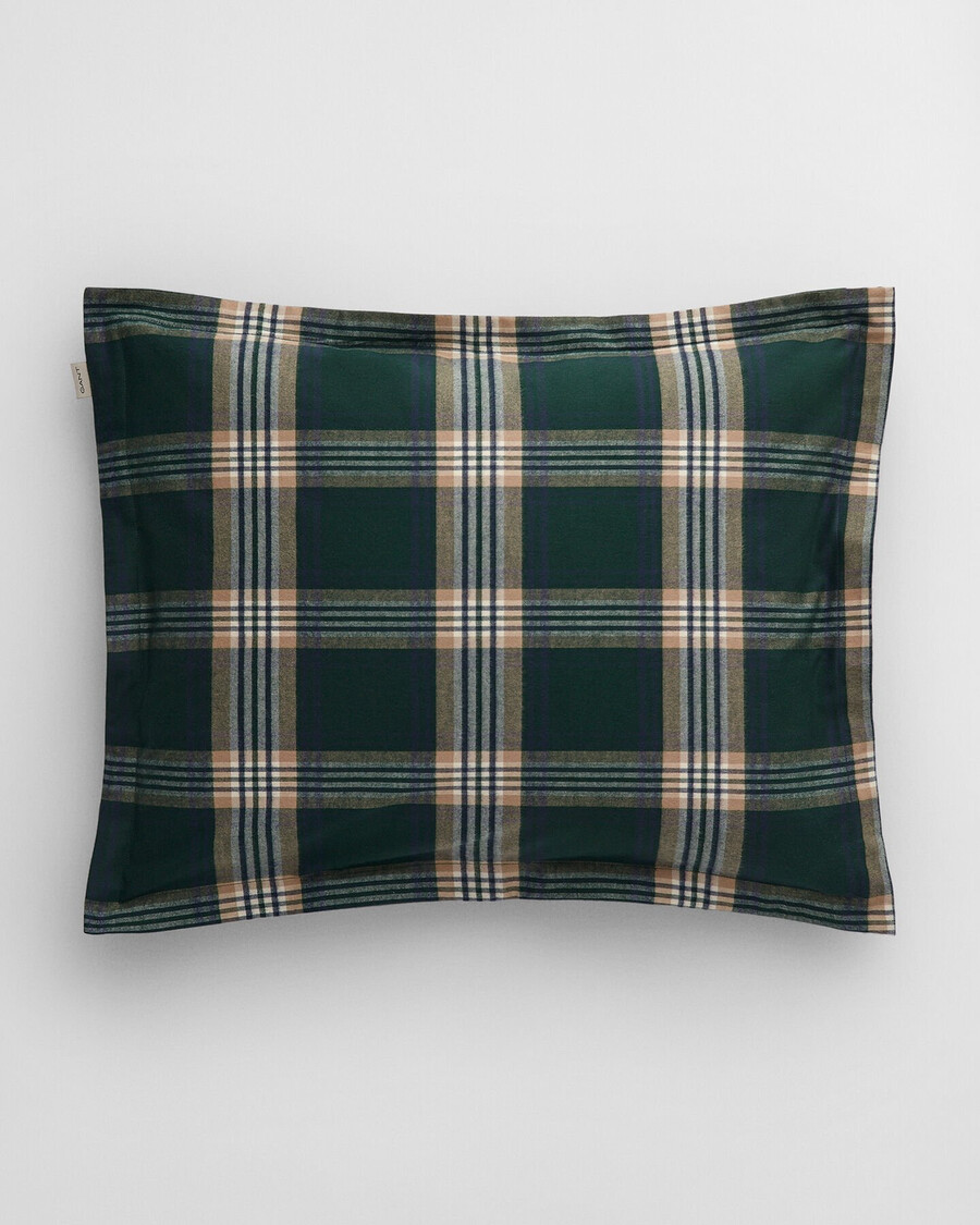 holiday flannel pillowcase - tartan green