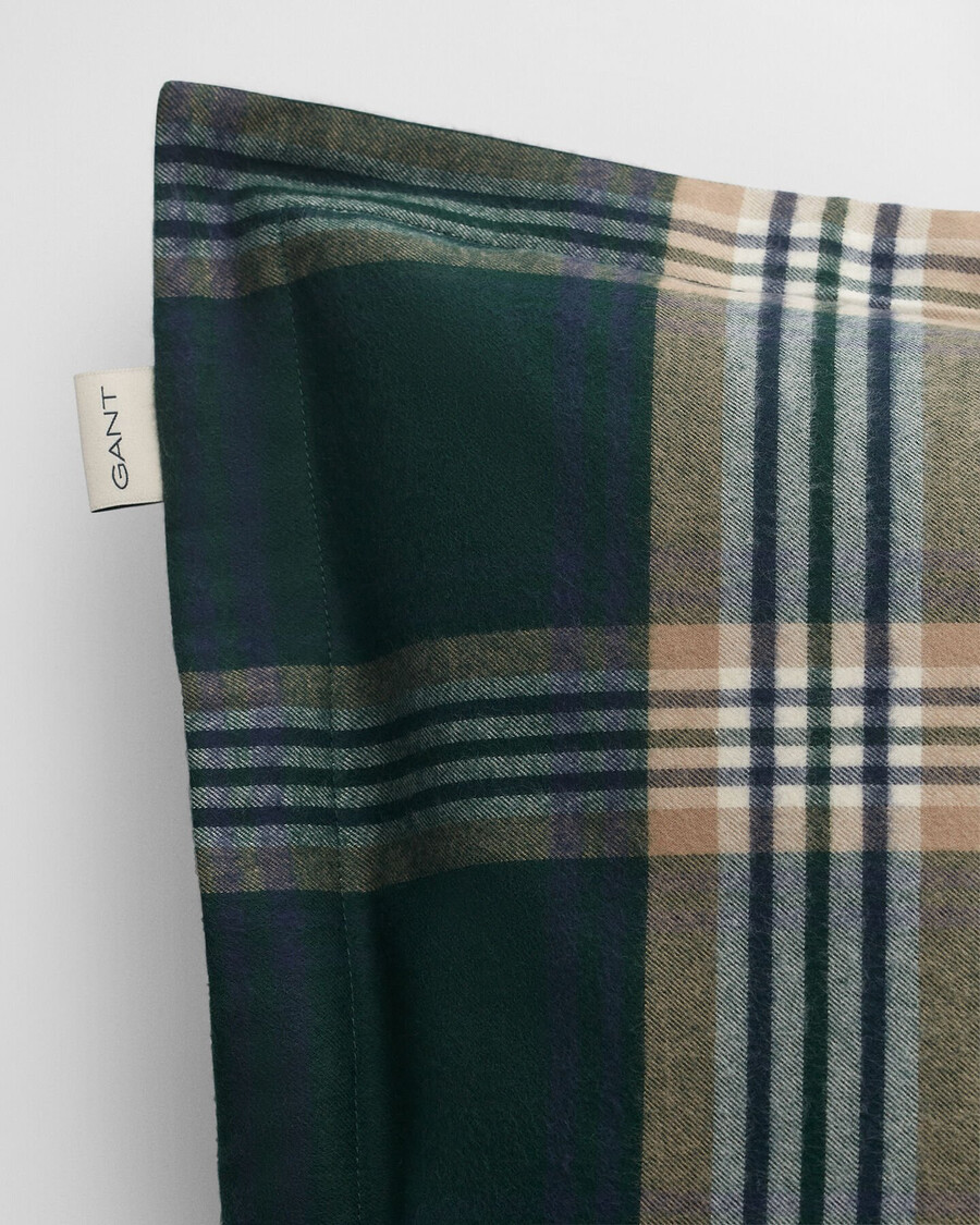 holiday flannel pillowcase - tartan green