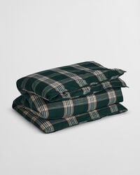 holiday flannel double duvet - tartan green