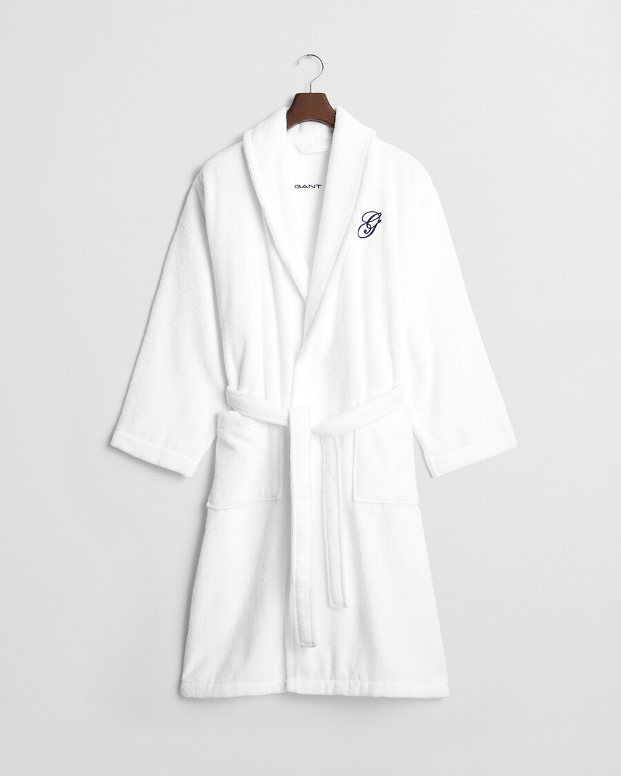 embroidered robe - white