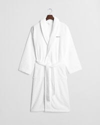 jacquard herringbone robe - white