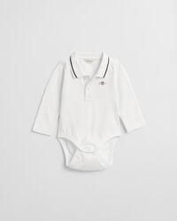 baby shield piqué long sleeve bodysuit - white