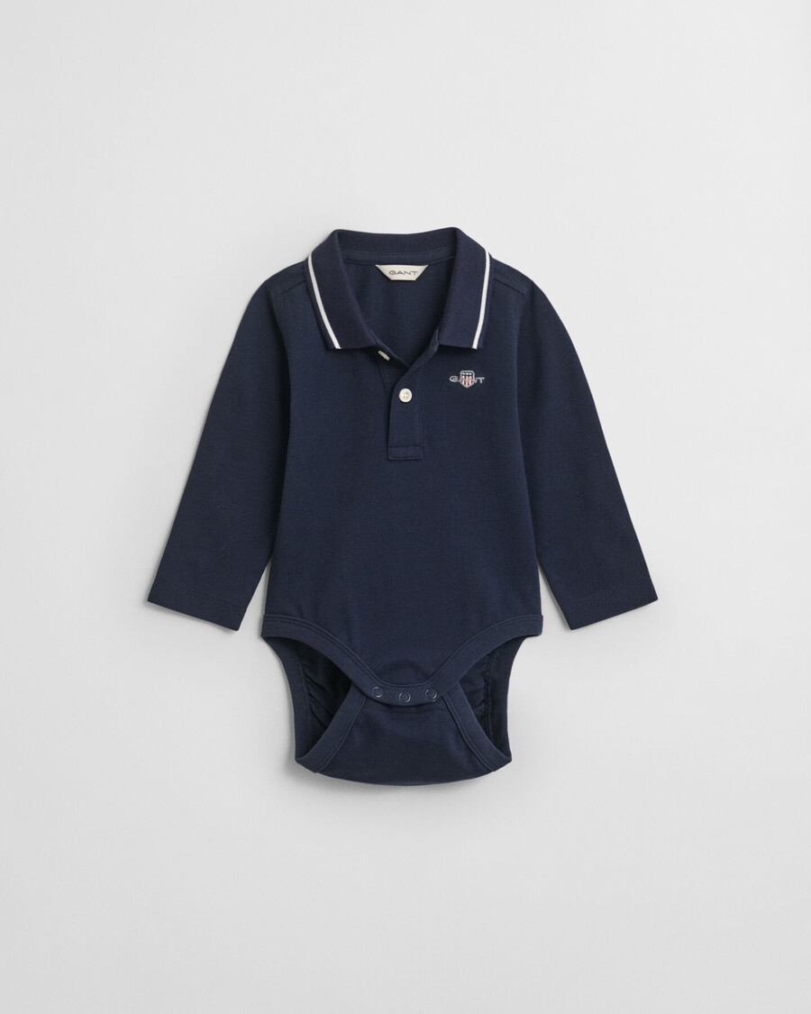 baby shield piqué long sleeve bodysuit - marine