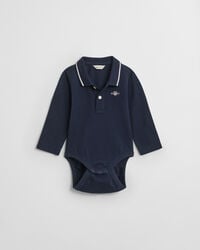 baby shield piqué long sleeve bodysuit - marine