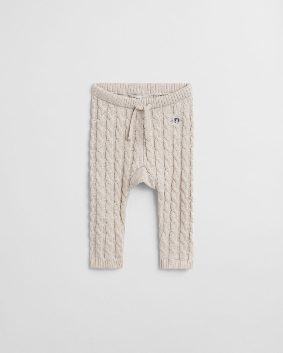 baby shield cotton cable leggings - light beige melange