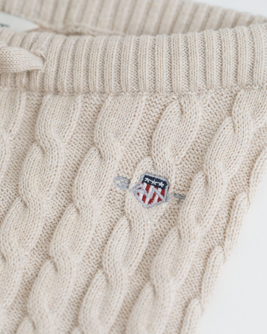 baby shield cotton cable leggings - light beige melange