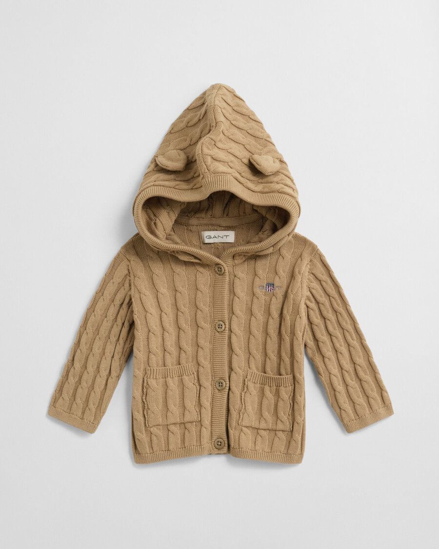 baby cotton cable knit cardigan - dark khaki
