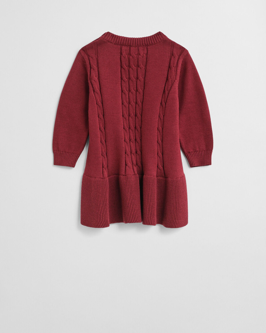baby girls cotton cable knit dress - plumped red