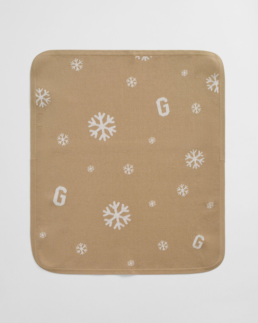baby snowflake g print knitted blanket - dark khaki