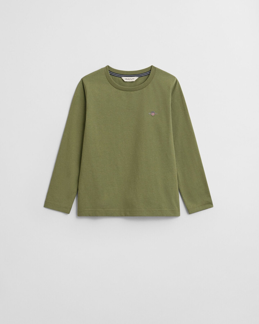 kids shield long sleeve tshirt - olive green