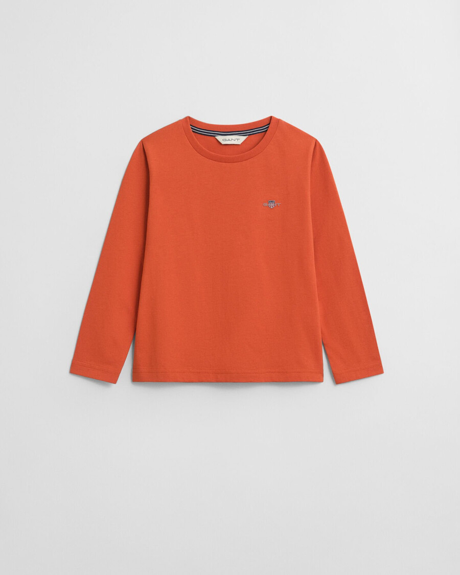 kids shield long sleeve tshirt - deep orange