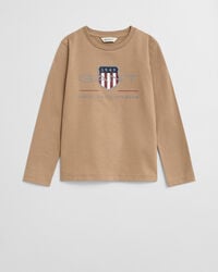 kids archive shield long sleeve tshirt - dark khaki