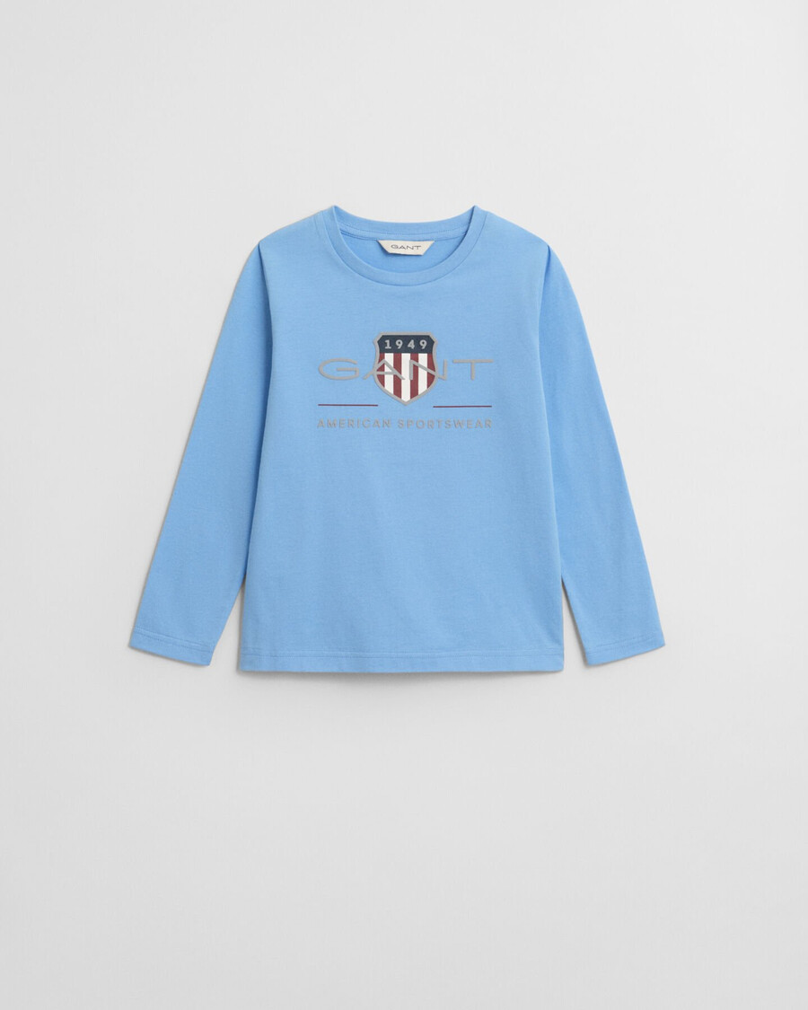 kids archive shield long sleeve tshirt - dream blue