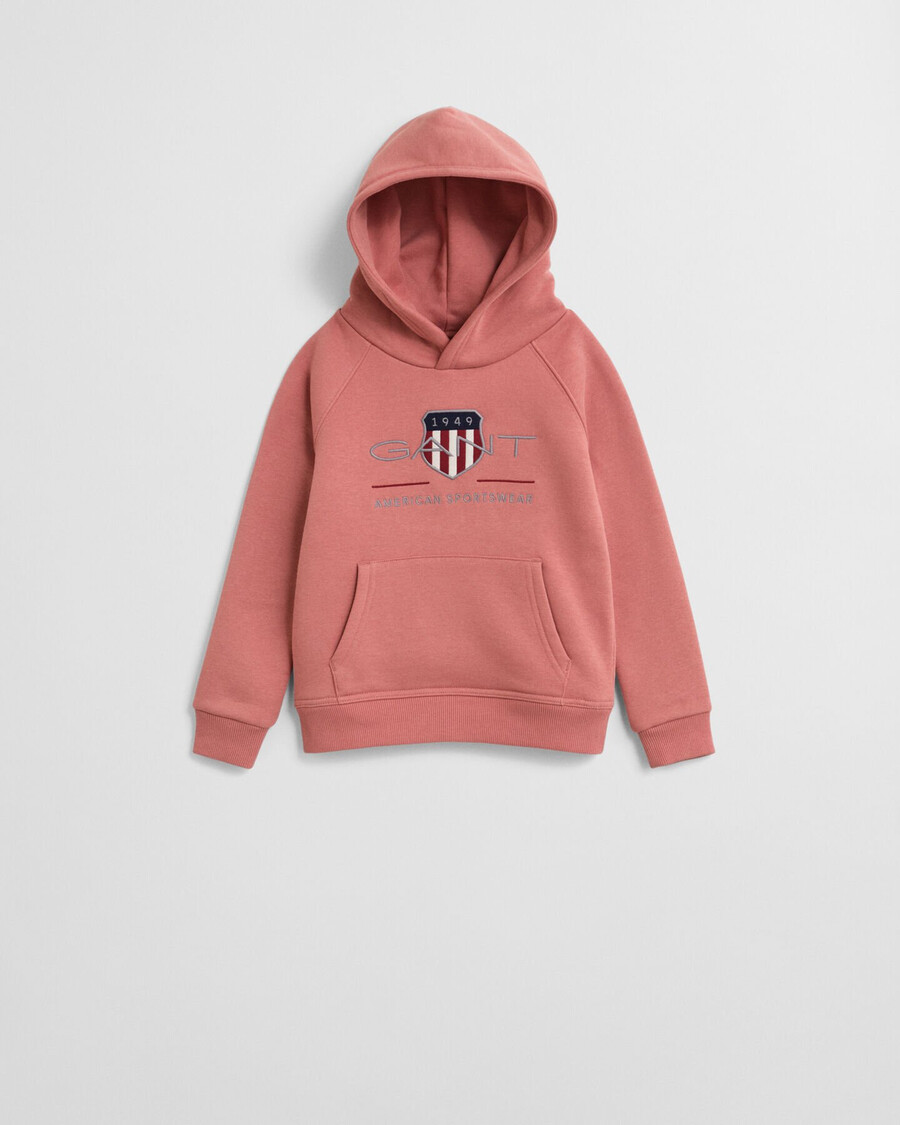 kids archive shield hoodie - faded brick
