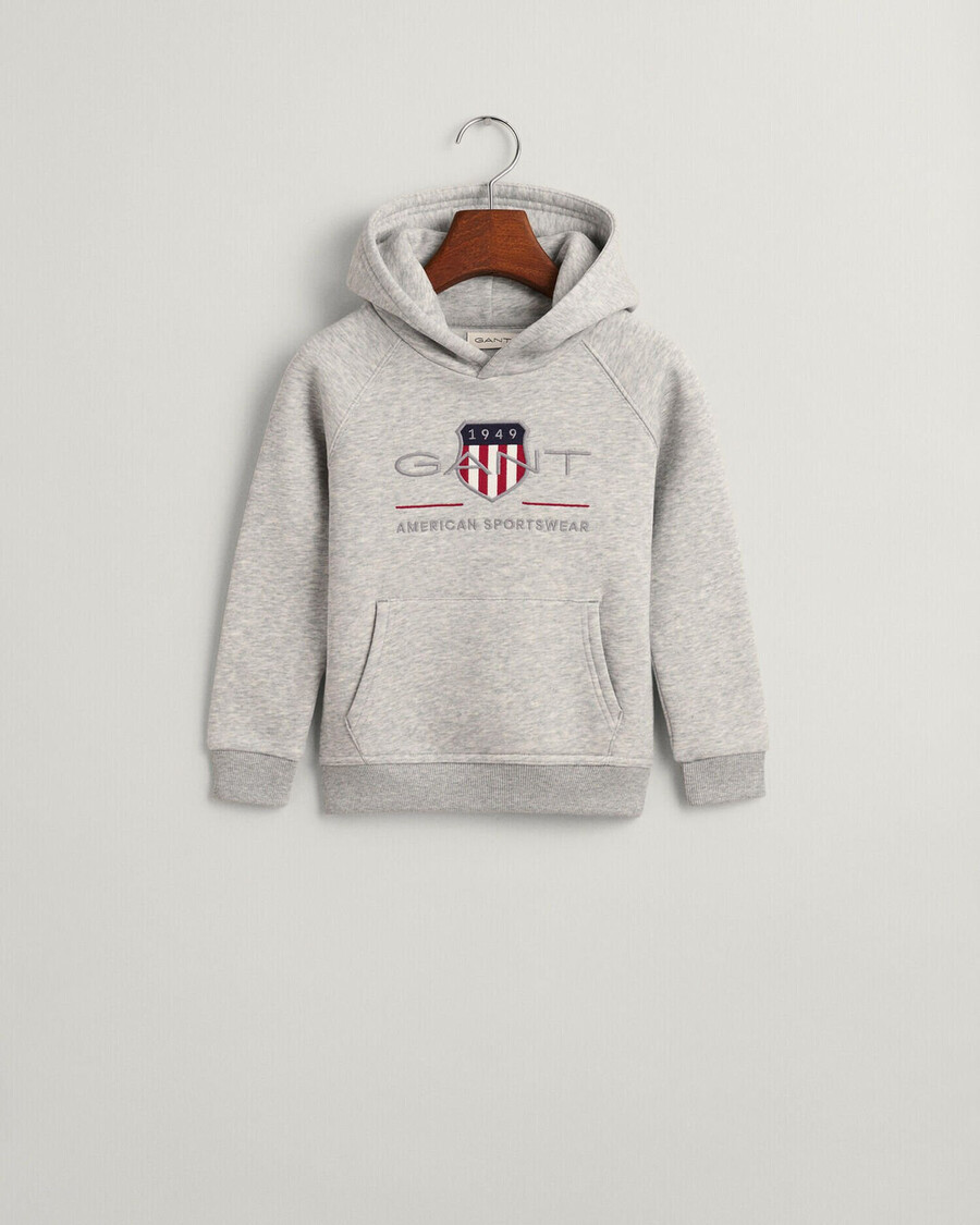 kids archive shield hoodie - light grey melange
