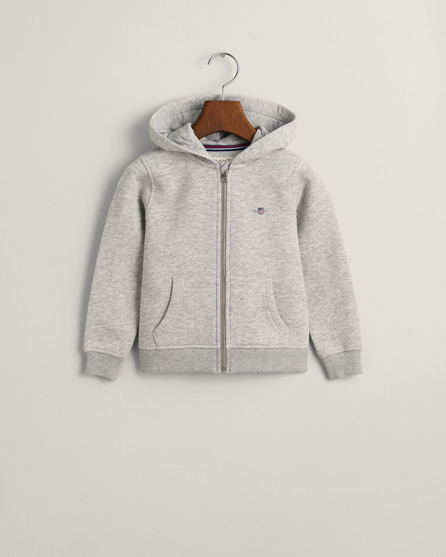 kids shield zip hoodie - light grey melange