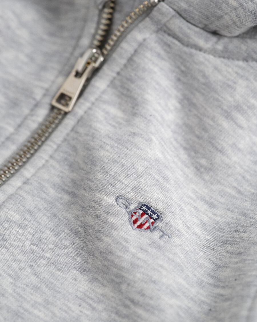kids shield zip hoodie - light grey melange