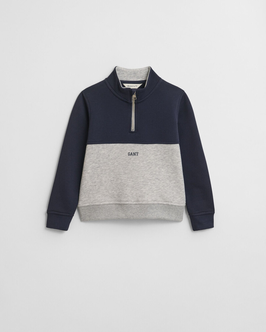 kids color blocked halfzip sweatshirt - light grey melange