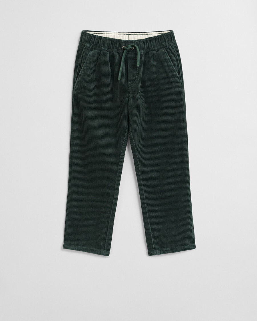 kids corduroy pullon pants - tartan green
