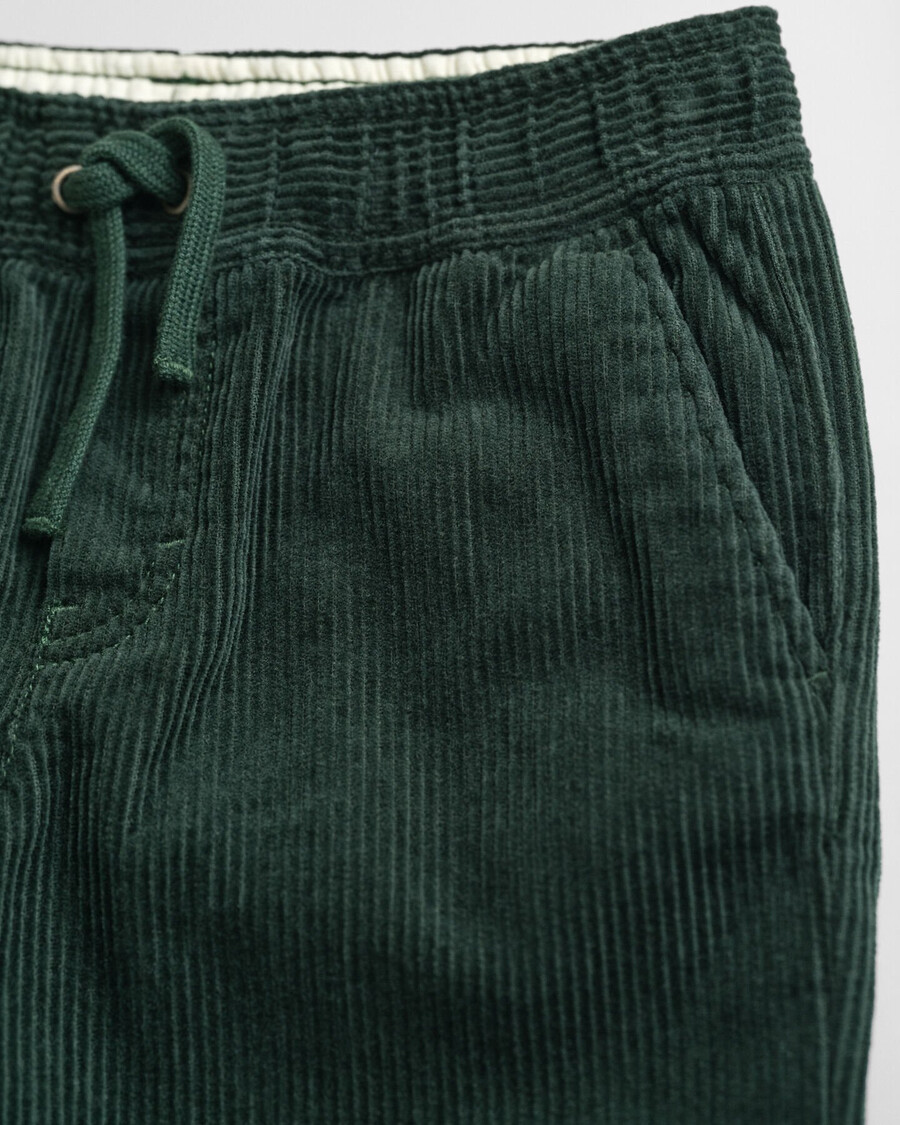 kids corduroy pullon pants - tartan green