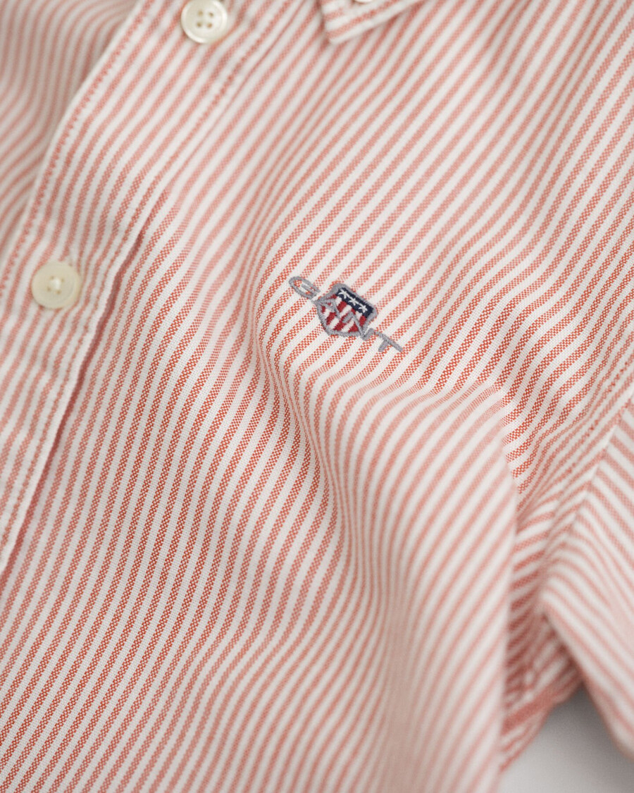 kids shield striped oxford shirt - deep orange