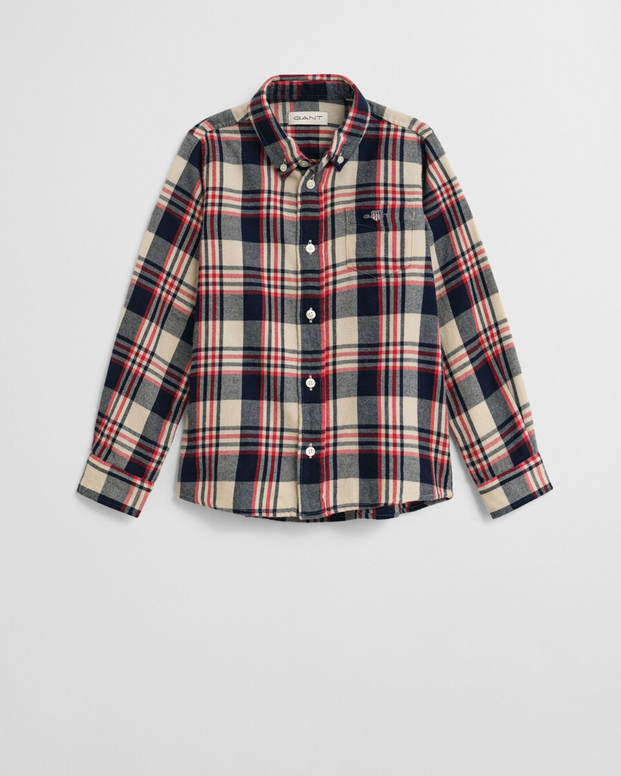 kids checked flannel shirt - ruby red