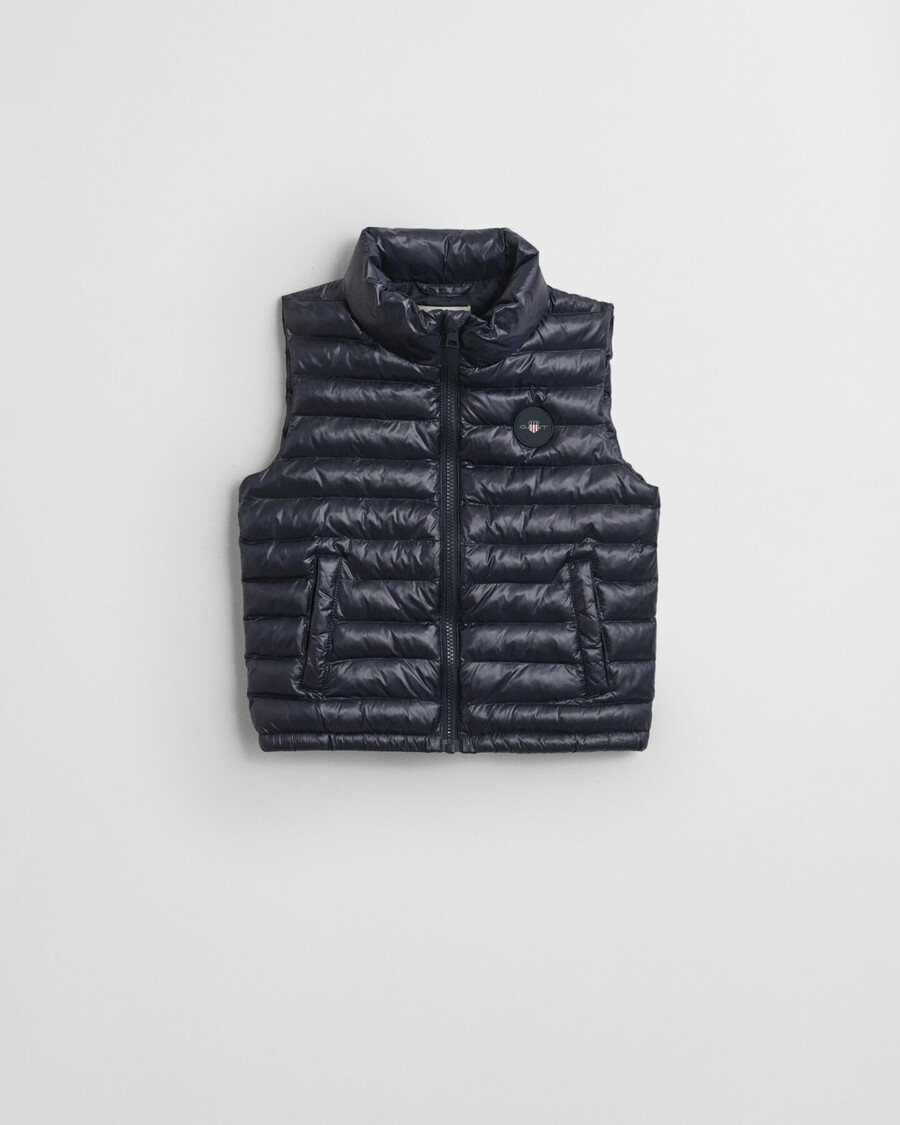 kids shiny lightweight padded down vest - evening blue