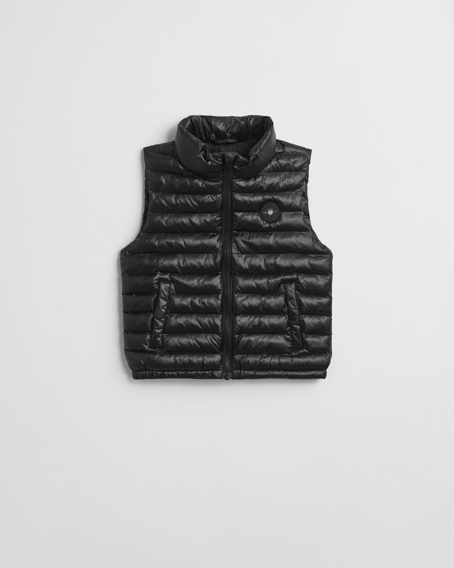kids shiny lightweight padded down vest - black