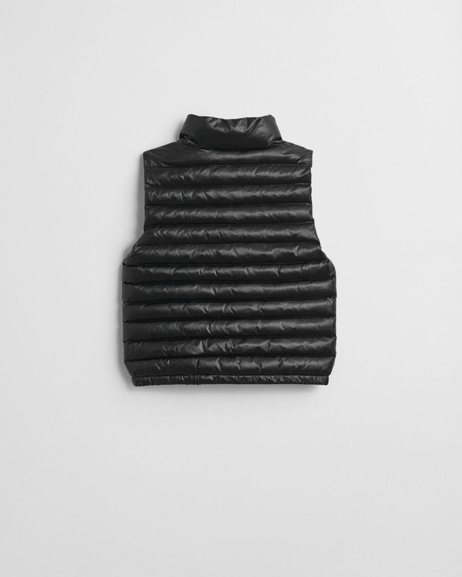 kids shiny lightweight padded down vest - black