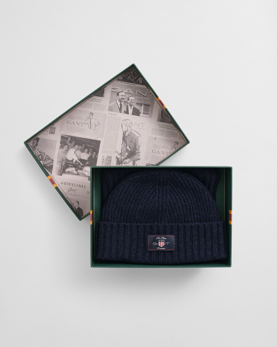 kids wool blend beanie snood gift set - evening blue