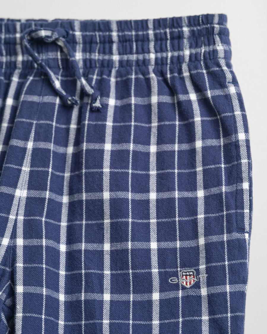 kids checked flannel pajama pants - persian blue