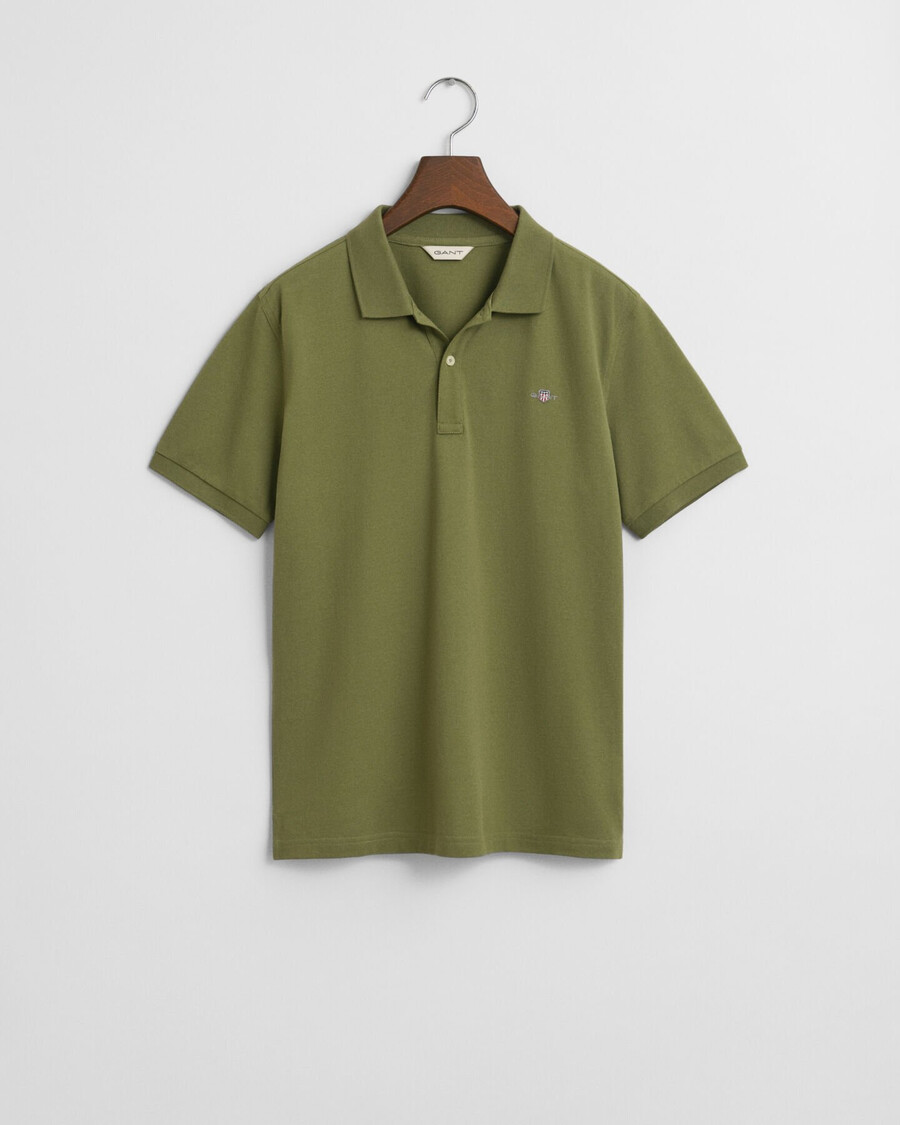 teens shield piqué polo shirt - olive green