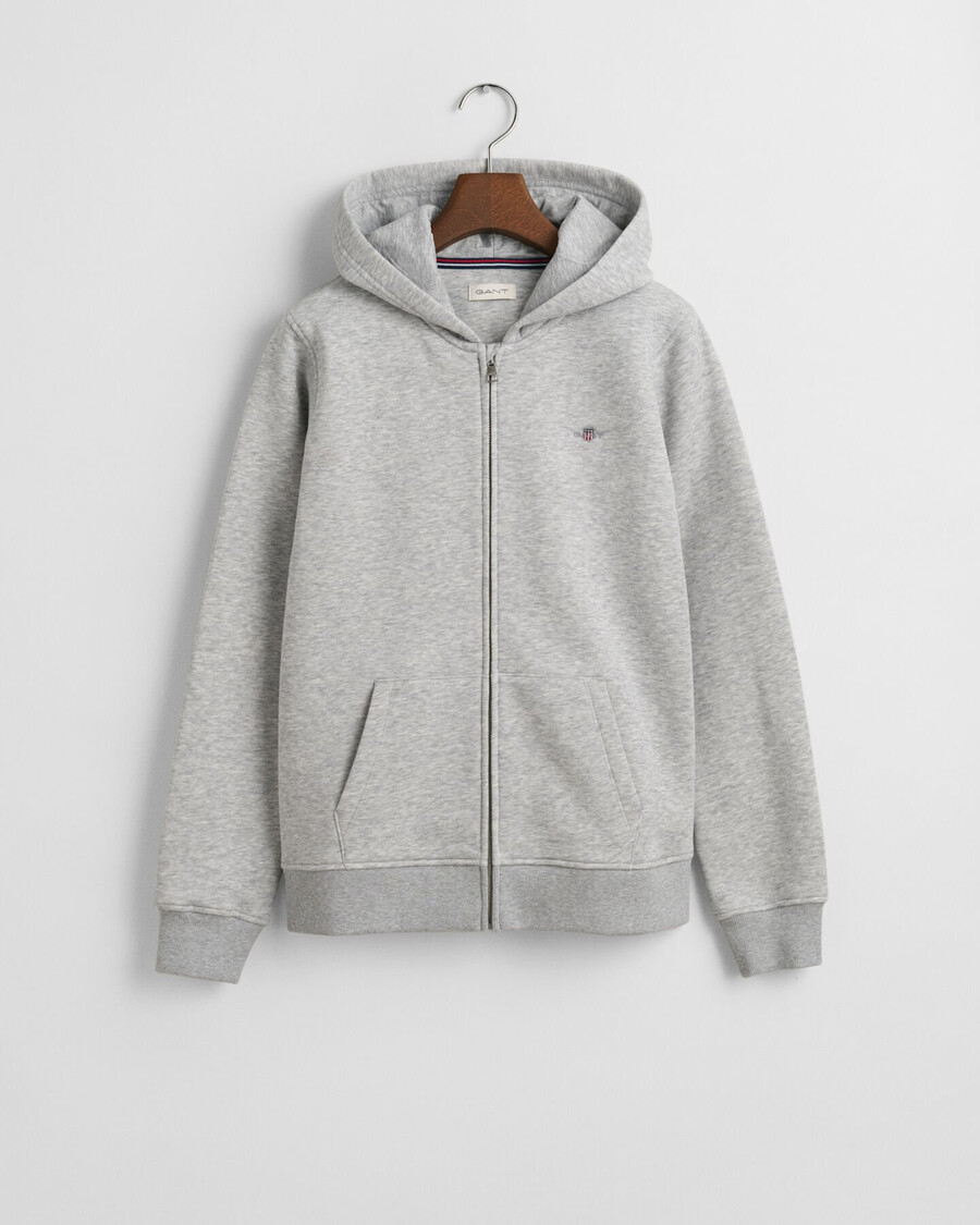 teens shield zip hoodie - light grey melange