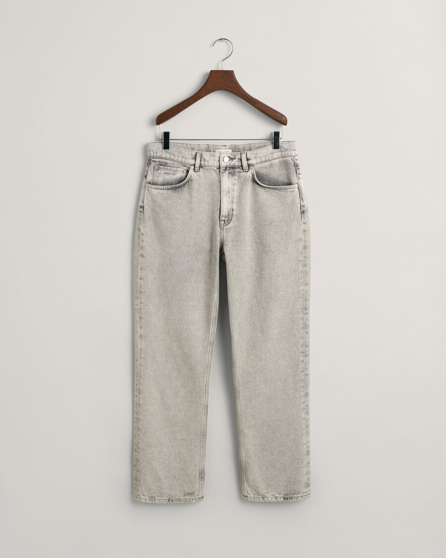 teen boys relaxed fit jeans - grey worn in