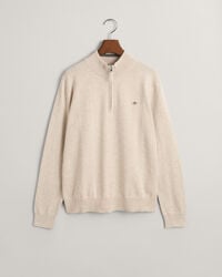 teens shield cotton halfzip sweater - light beige melange