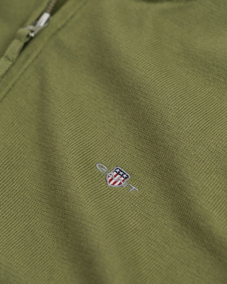teens shield cotton halfzip sweater - olive green