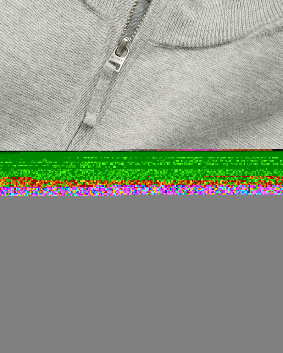 teens shield cotton halfzip sweater - light grey melange