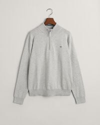 teens shield cotton halfzip sweater - light grey melange