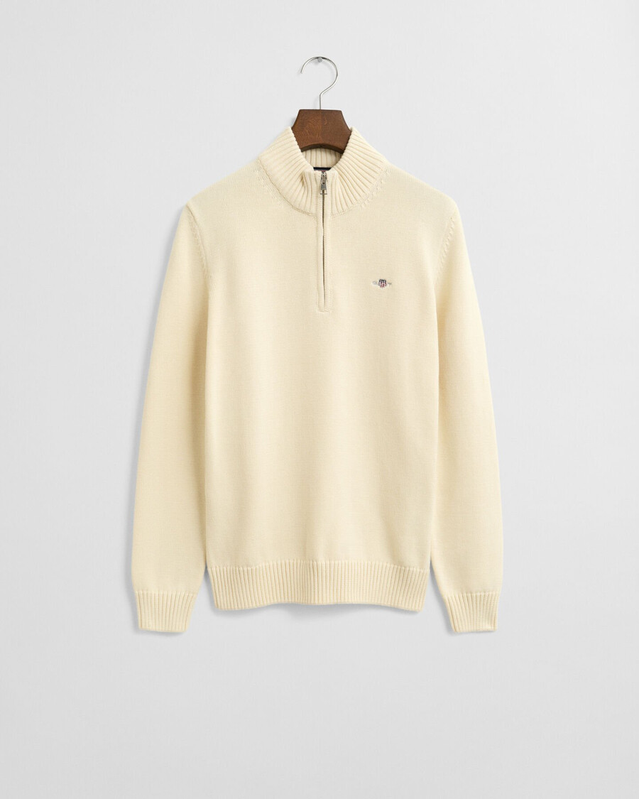 teens casual cotton halfzip sweater - cream