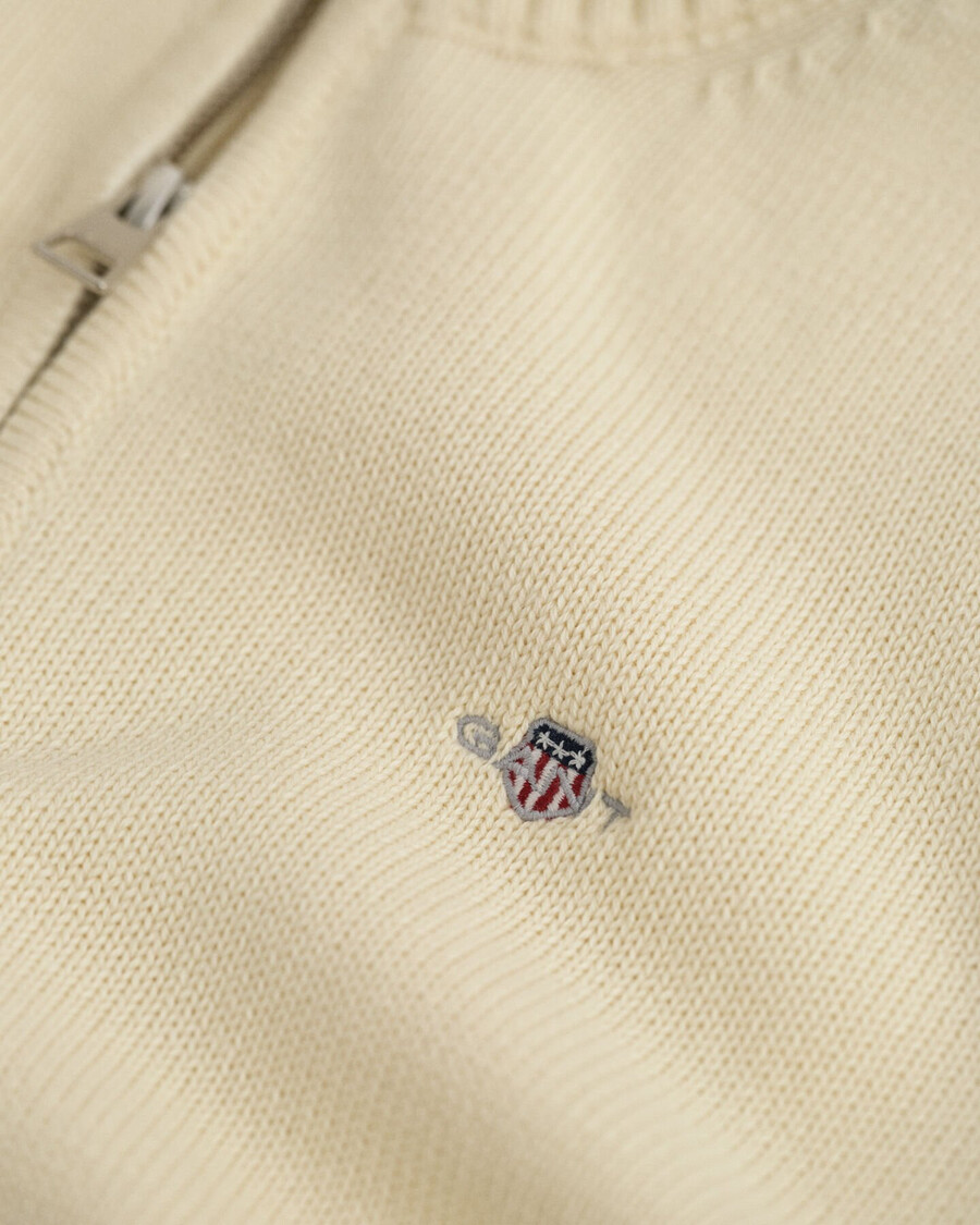teens casual cotton halfzip sweater - cream