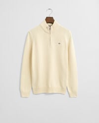 teens casual cotton halfzip sweater - cream