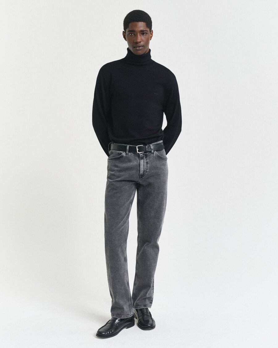 regular fit black wash jeans - black