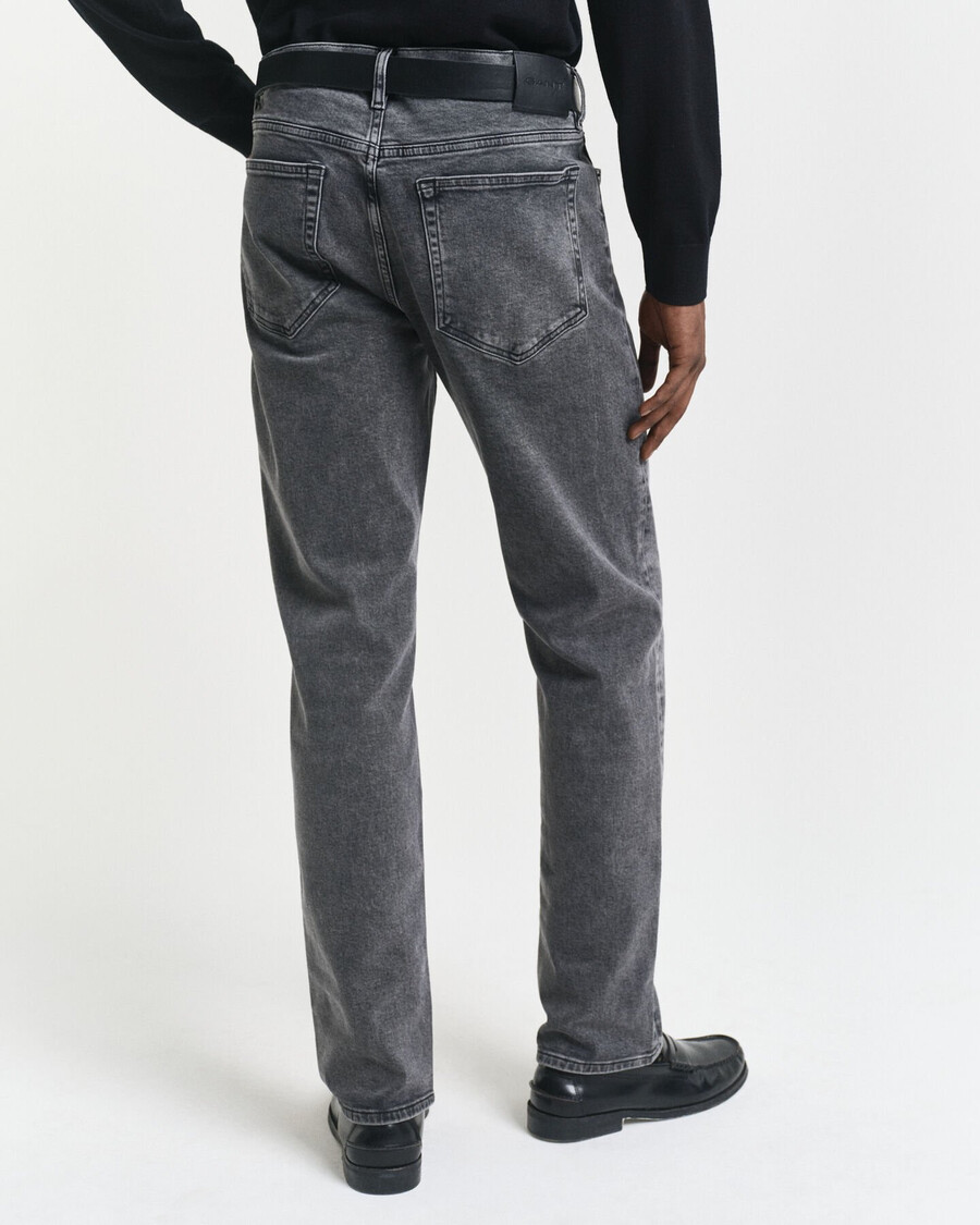 regular fit black wash jeans - black