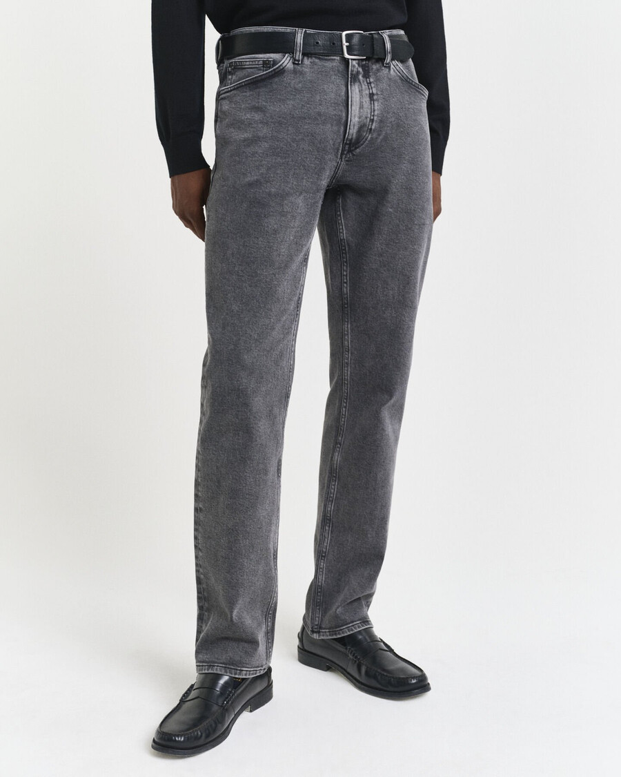 regular fit black wash jeans - black
